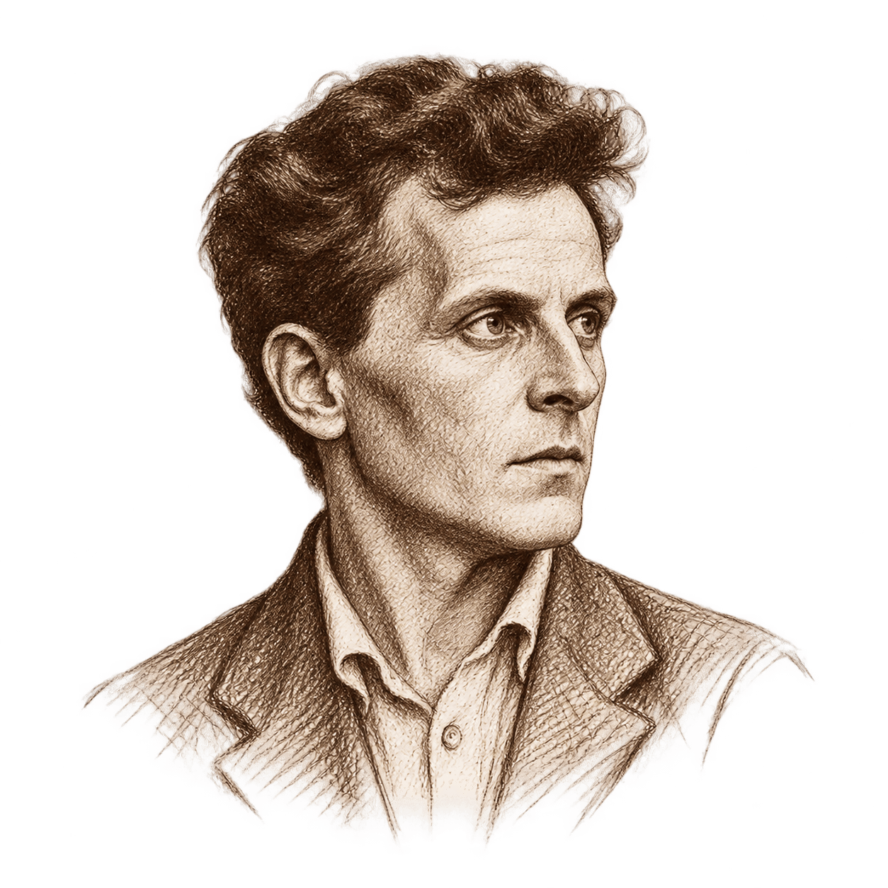 Pen sketch of Ludwig Wittgenstein
