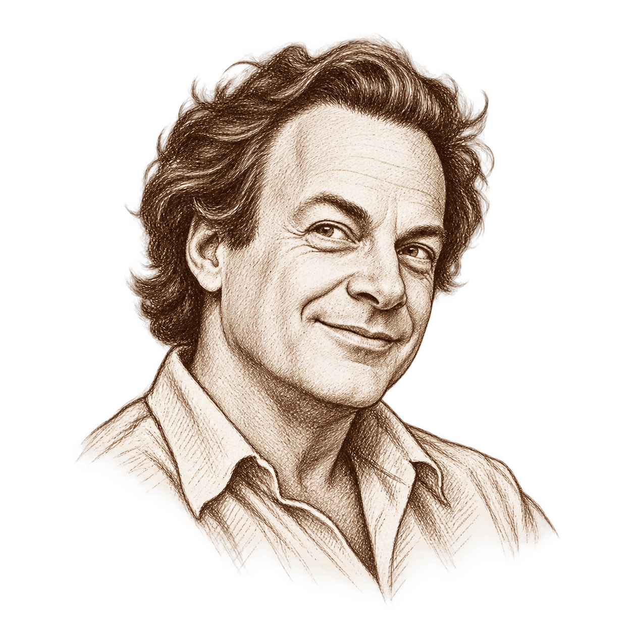 Pen sketch of Richard Feynman